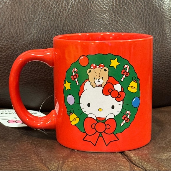Happy Holidays Hello Kitty 16oz Christmas Mug - Stocking Santa Candy Wreath - Picture 7 of 11